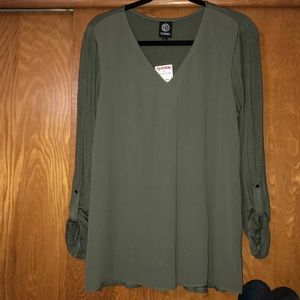 Olive green flowy long sleeve shirt